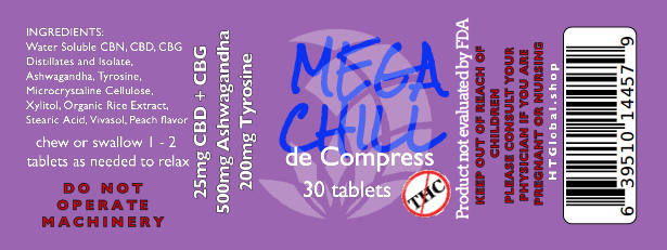 MegaChill CBD, CBG, Ashwagandha, Tyrosine