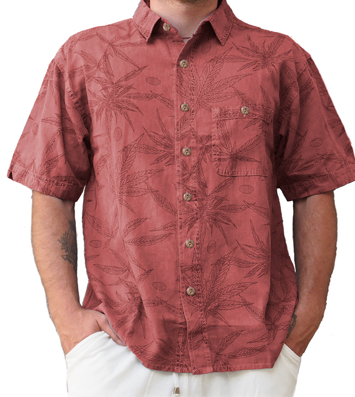 Hemp Leaf Short Sleeve Button Up Shirt