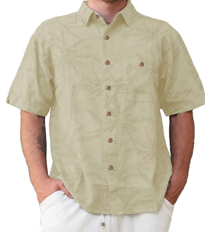 Hemp Leaf Short Sleeve Button Up Shirt