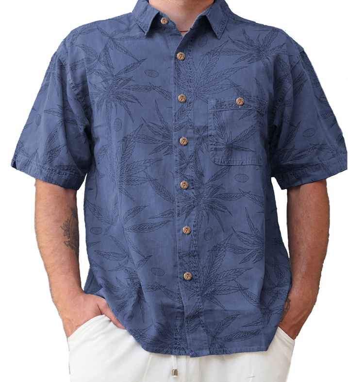 Hemp Leaf Short Sleeve Button Up Shirt