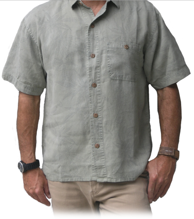 Hemp Leaf Short Sleeve Button Up Shirt