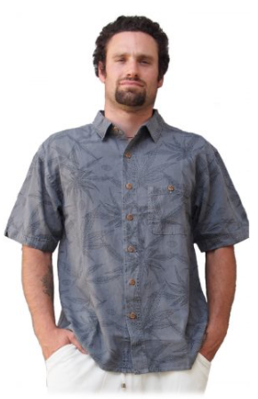 Hemp Leaf Short Sleeve Button Up Shirt