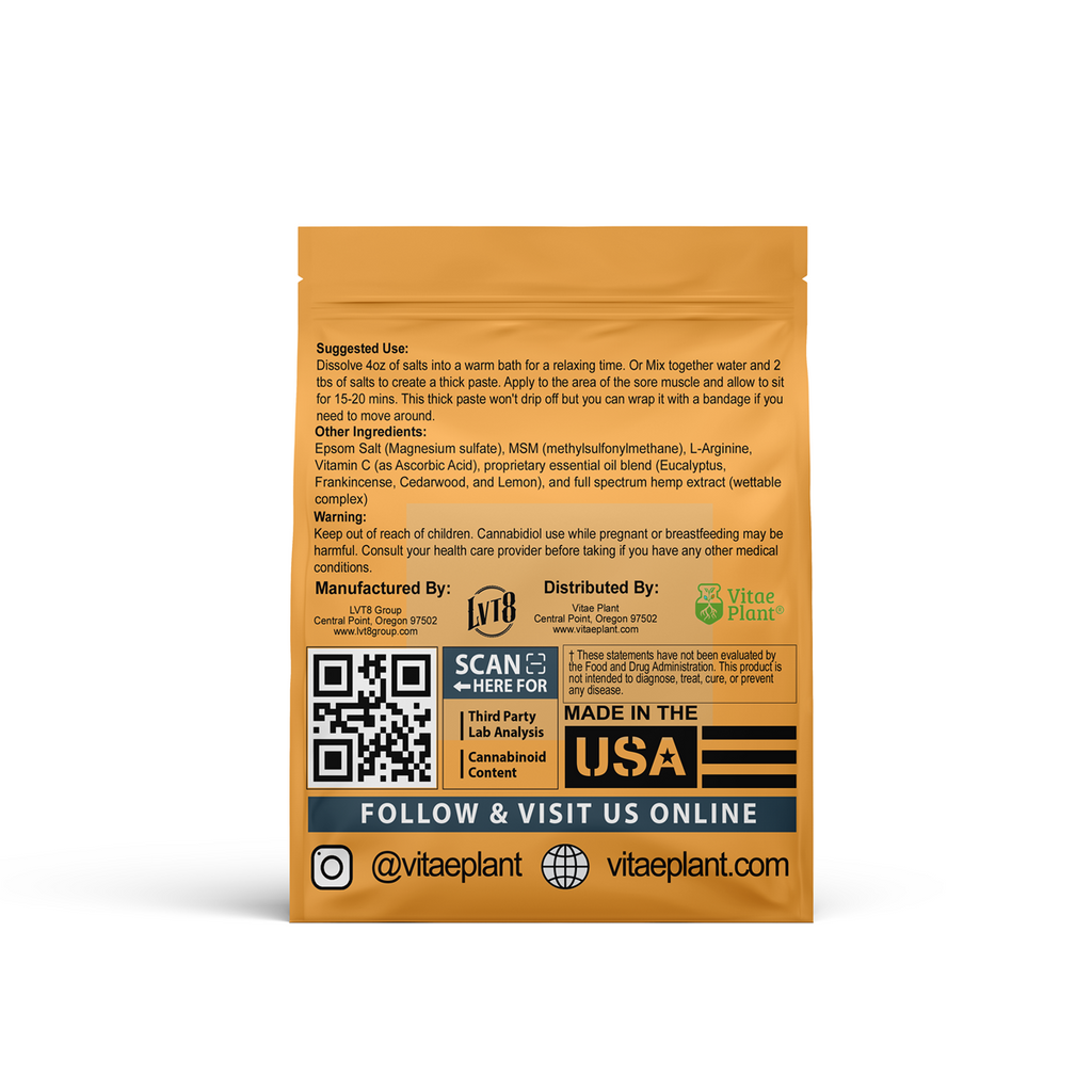 CBD Epson Salts - Relief Eucalyptus, Frankincense, Cedarwood, Lemon 454g